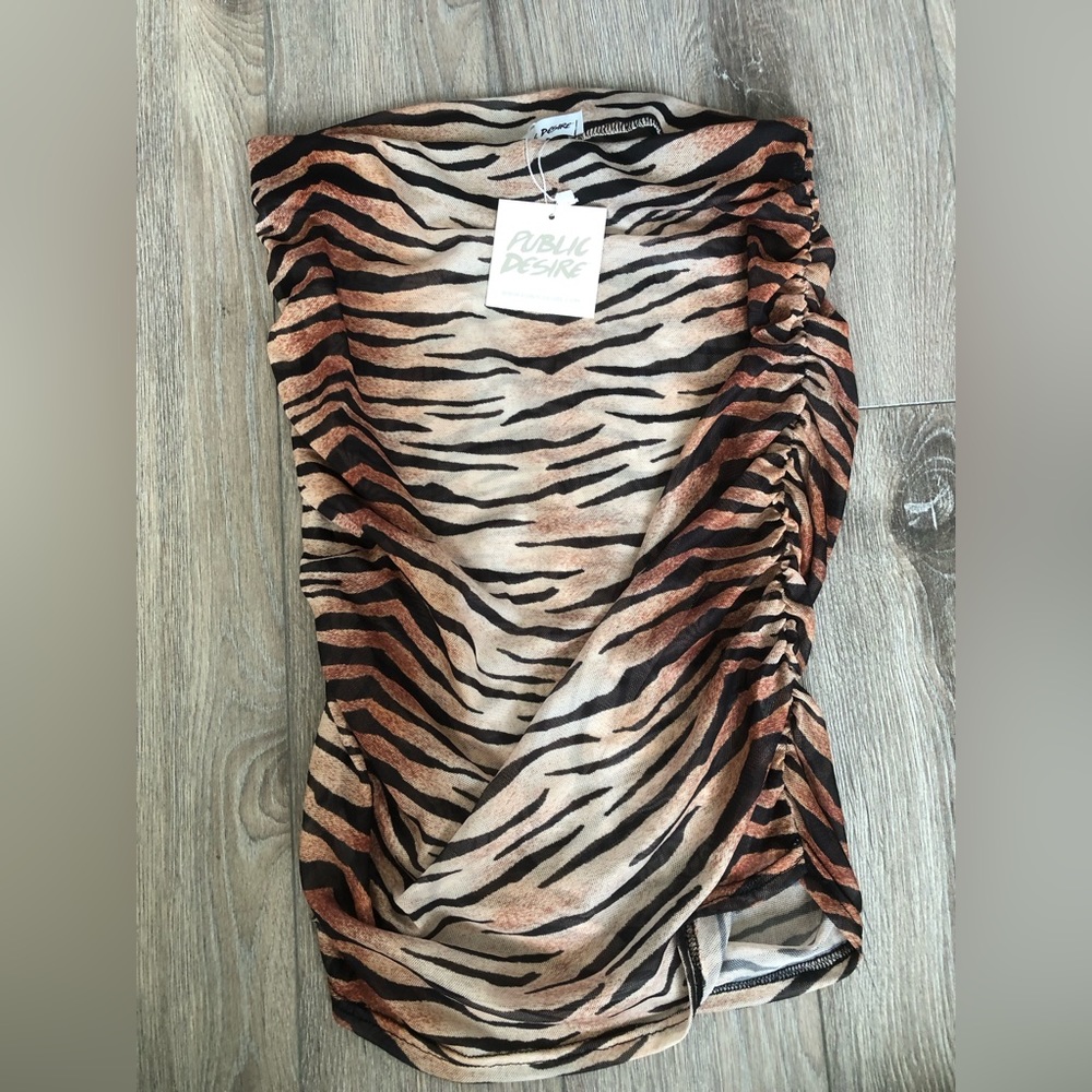PUBLIC DESIRE Sheer tiger print skirt